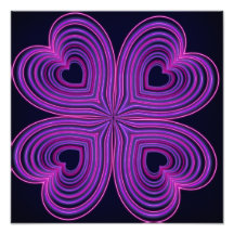 Leuk Neon Girly Purple Heart Fotoafdrukken