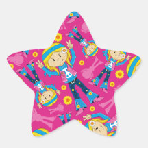 Leuk Weinig Meisje van de Hippie Stervormige Sticker