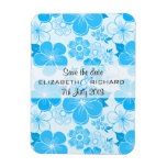 Leuke blauwe bloemen "sparen de datum" Magneet premium magneten