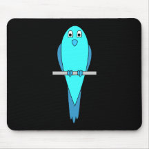 Leuke Blauwe Vogel. Parkiet. Zwart Muismatten