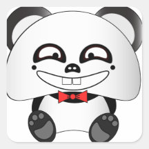 Leuke Gelukkige Panda Vierkant Stickers