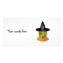 Leuke groene heks fotokaart sjabloon