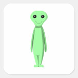 Leuke Groene Vreemdeling. Beeldverhaal Vierkant Stickers