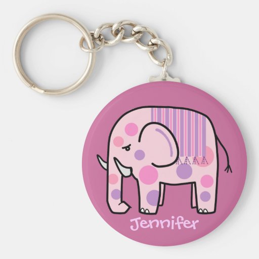 Leuke keychain met Roze Olifant en Naam Sleutelhangers