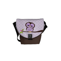 Leuke Paarse Uil Messenger Bag