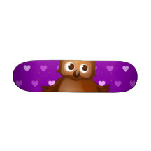 Leuke Uil op de Achtergrond van het Patroon van Pu Skate Decks