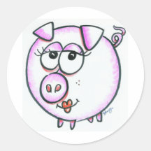 Leuke varkenscartoon ronde stickers