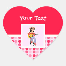 Leuke Veedrijfster met Gitaar Hartvormige Sticker