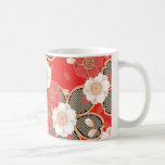 Leuke Vintage Retro Bloemen Rode Witte Vector Mokken