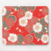 Leuke Vintage Retro Bloemen Rode Witte Vector Muismatten