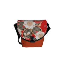 Leuke Vintage Retro Bloemen Rode Witte Vector Postman Tas