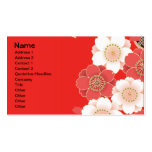 Leuke Vintage Retro Bloemen Rode Witte Vector Visitekaartjes Sjabloon