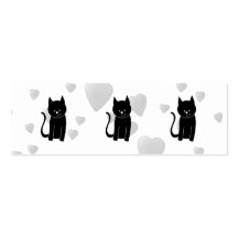 Leuke Zwarte Kat met Harten Visitekaartjes Sjabloon