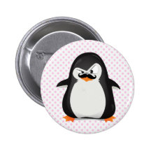 Leuke Zwarte Witte Pinguïn en Grappige Snor Speldje