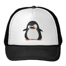 Leuke Zwarte Witte Pinguïn en Grappige Snor Trucker Petten
