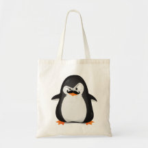 Leuke Zwarte Witte Pinguïn en Grappige Snor Canvas Tassen