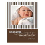 L'hiver barre Brown • Faire-part de bébé Cartes Postales