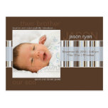L'hiver barre Brown • Faire-part de bébé Carte Postale