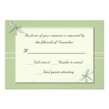 Libellules vertes épousant la carte de réponse cartons d'invitation