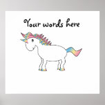 Licorne blanche mignonne d'arc-en-ciel affiches