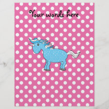 Licorne bleue sur le à petits pois rose prospectus en couleur