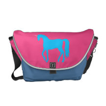 Licorne bleue sur le sac messenger rose à Rickshaw Besace