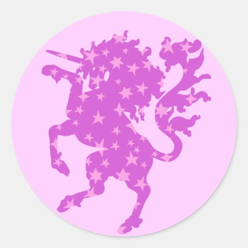 Licorne étoilée autocollants ronds