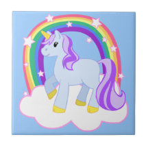 Licorne magique avec la tuile d'arc-en-ciel carreaux en céramique