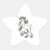 Licorne noire et blanche autocollant en étoile