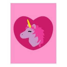 Licorne rose carte postale