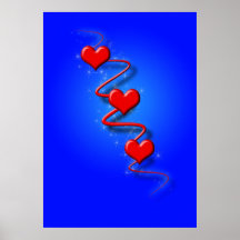 Liefde en Harten op Blauw Posters