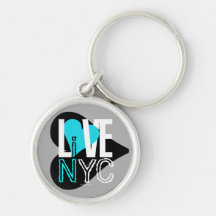 Liefde NYC Levend in Grijs Blauw NYC Keychain Sleutelhanger