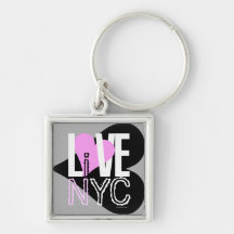 Liefde NYC Levend in Grijs Roze NYC Keychain Sleutelhanger