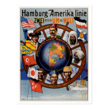 Ligne affiche de Hambourg Amerika Carte Postale