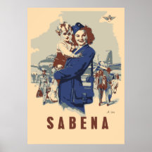 Lignes aériennes belges ex de Sabena d'art de brui Affiches