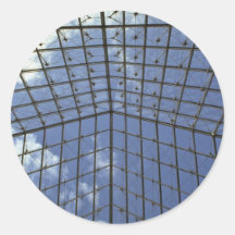 Lignes de pyramide de Louvre Autocollant Rond