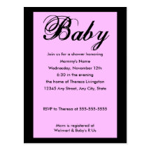 Lilas d'invitation de baby shower de manuscrit de  carte postale