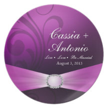 Lilas embelli du souvenir | de mariage de Diamante Assiette