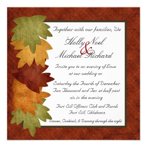 L'invitation de mariage de automne laisse des roug