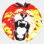 Lion hurlant adhésifs ronds