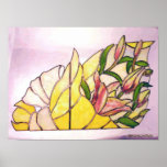 Lis enveloppant l'affiche de bouquet de fleur