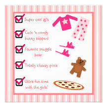 Liste de contrôle de pantoufles de pyjamas de soir invitations personnalisées