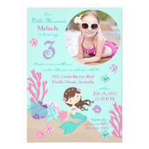 Little Mermaid Birthday Invitation LTBRU 3SM