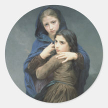 L'Orage (la tempête) William-Adolphe Bouguereau Autocollants Ronds
