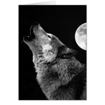 Loup de BW hurlant à la lune Carte