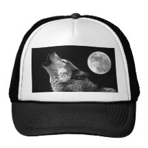 Loup de BW hurlant à la lune Casquette De Camionneur