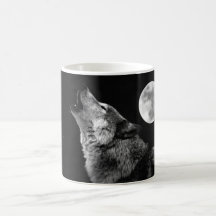 Loup de BW hurlant à la lune Mugs À Café