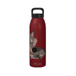 Loup de papa de bande dessinée et bouteille d'eau  bouteilles