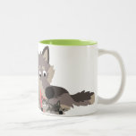 Loup de papa de bande dessinée et tasse mignons de tasses