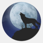 Loup de pleine lune adhésif rond